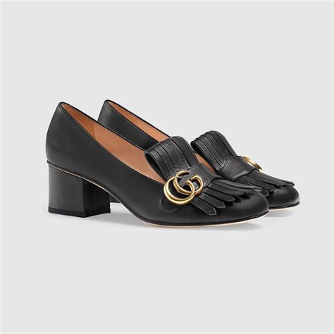 gucci mid heel pump with double g|Gucci leather mid heel pump.